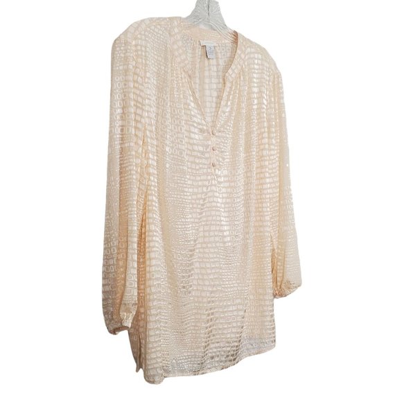 Chico's Tops - Chico's XL Size 3 Shirt Blouse Tunic V-neck Semi-Sheer Textured Blush Pink